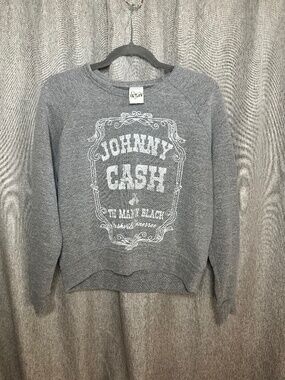 Letluv Anthropologie Johnny Cash The Man in Black Sweatshirt Gray XS